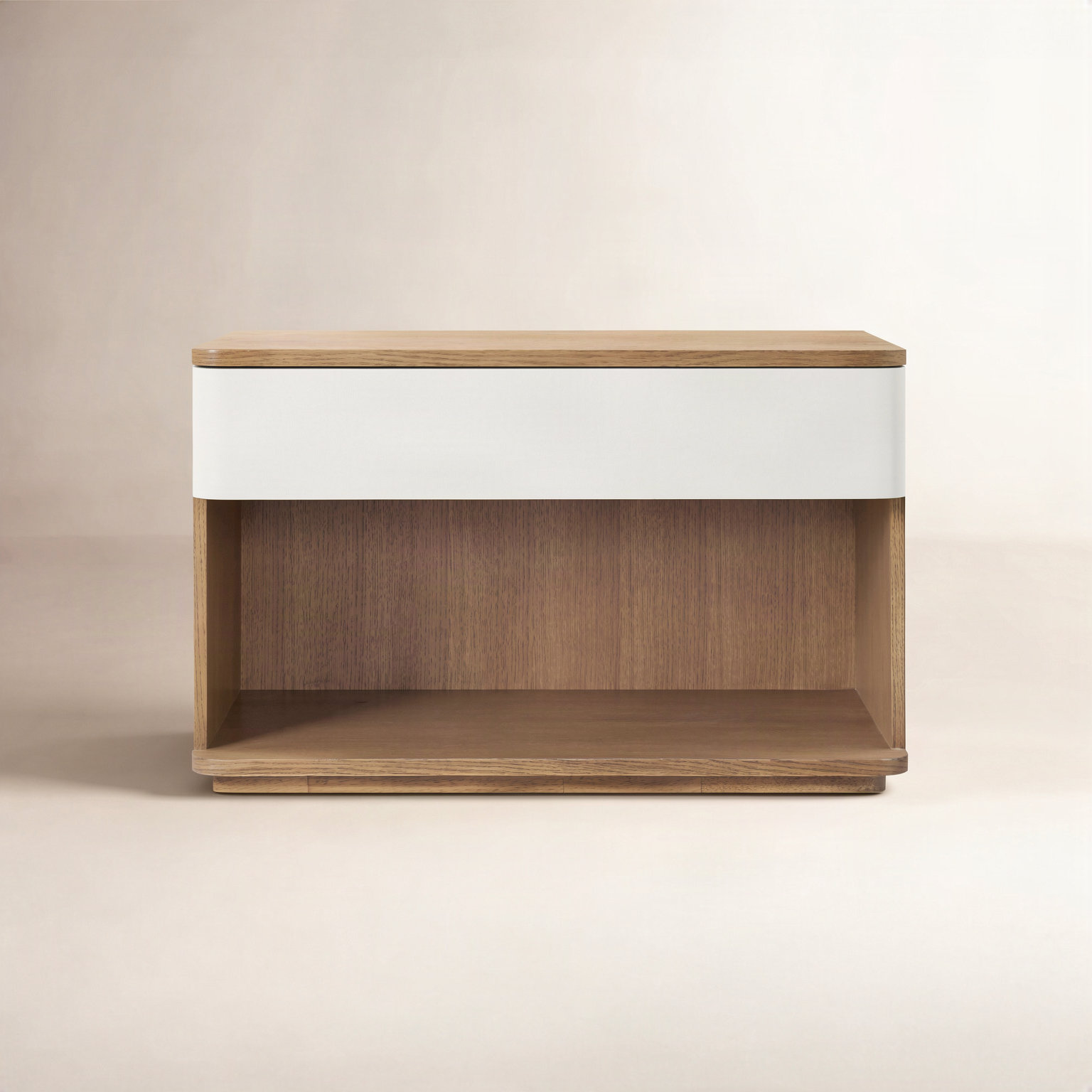 1 - Drawer Nightstand, White/Natural