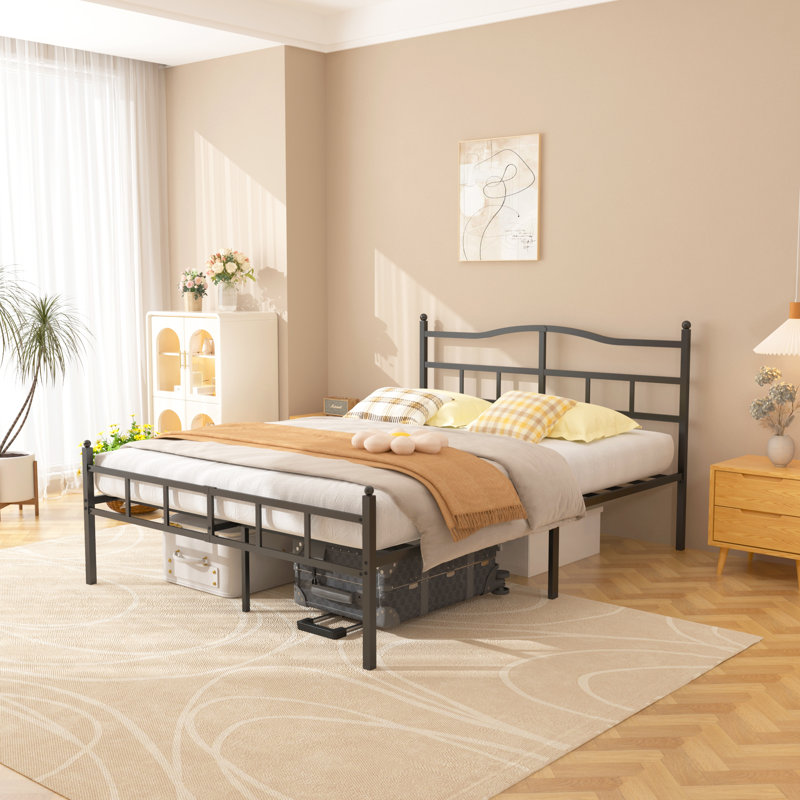 Metal Bed Frame With Headboard, Queen