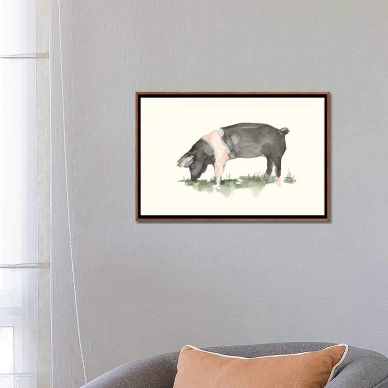 " Grazing Farm Animal IV " by Ethan Harper, 18" H x 26" W x 1.5" D, Classic Wood Framed, No Mat