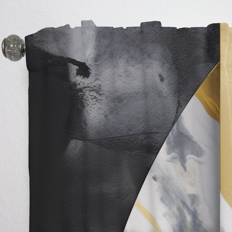 Marble Painting Shapes - Modern Curtain - Velvet Room Darkening - 1 panel, 52" W x 95" L