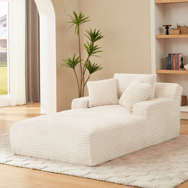 Fauteuil surdimensionné en velours côtelé Corduroy, à utilisation instantanée, design élégant, idéal pour la lecture dans le salon, canapé large blanc de 80,24 po, 1 chaise ergonomique, bureau et chambre, hauteur 28,74 po