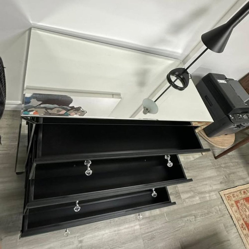 Jaidlyn 49'' W 3-Drawer Mirrored Dresser – Modern Bedroom & Living Room Storage