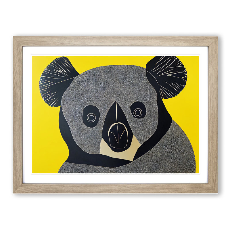 An Abstract Koala Bear - Framed Print, 34cm H x 46cm W x 2cm D, Oak