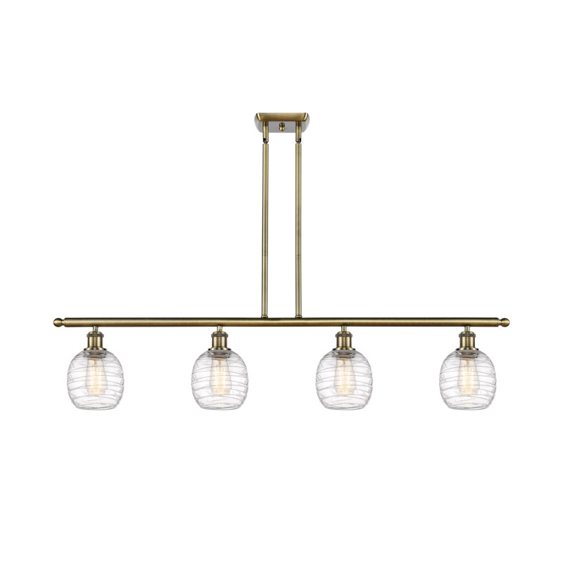 Luminaire suspendu linéaire à 4 lumières pour îlot de cuisine Carlucci, DEL, Bronze huilé