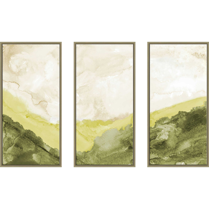 «Washed Landscape», peinture sur toile flottante 3 pièces, L 64,5 po x H 41,5 po