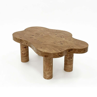 Modern Cloud-Shaped Coffee Table with Sturdy Base and Burl Wood Veneer