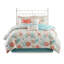Ensemble d'édredon en satin de coton 7 pièces corail