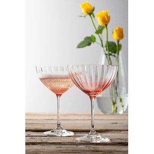 JoyJolt Meadow Butterfly 14 oz. Crystal Stemmed Martini Coupe