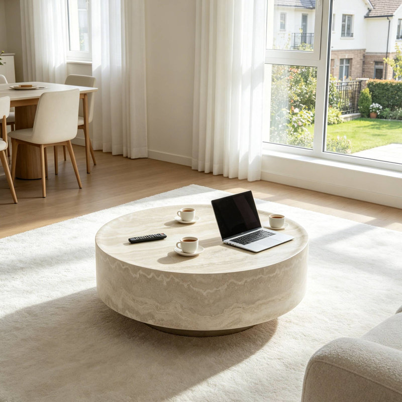 Table basse ronde avec base robuste