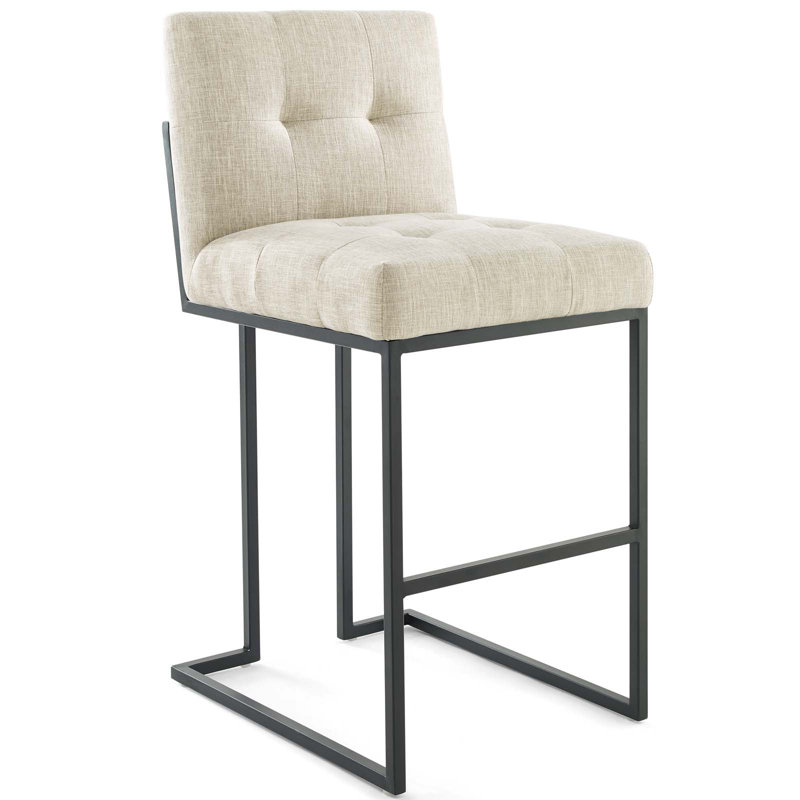 Tabouret de bar en acier inoxydable Privy Performance de Modway, Or / polyester beige, Noir