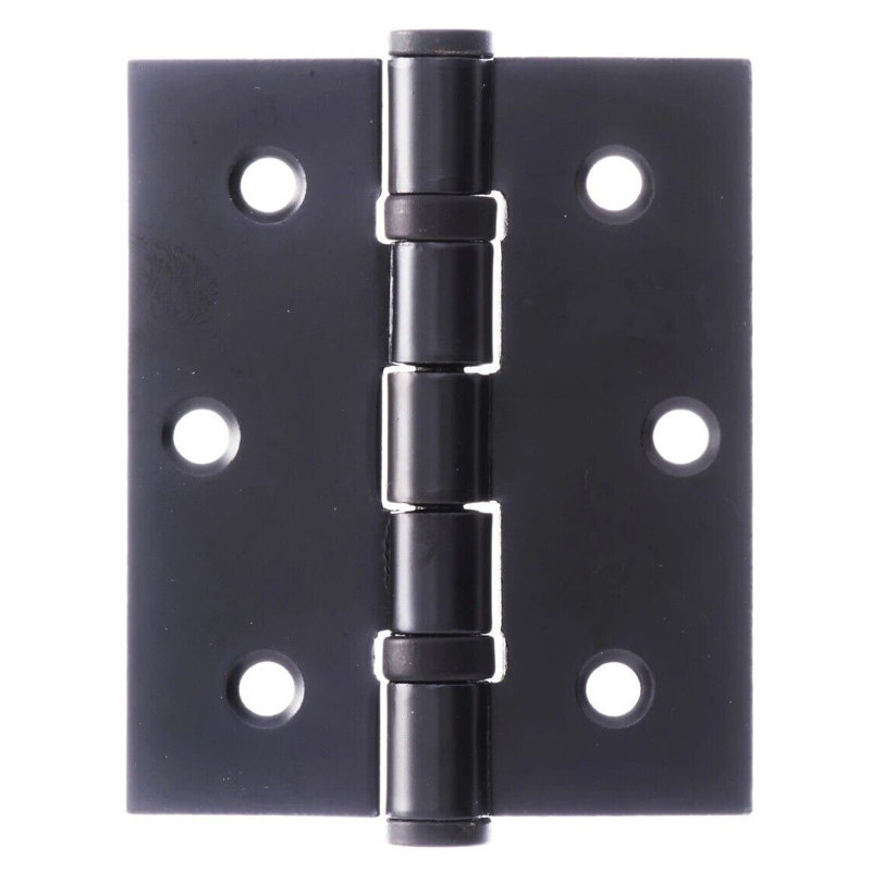  5 Sets Door Ball Bearing Hinges 3" in Black and Tubular Latch with Plate and Fixings