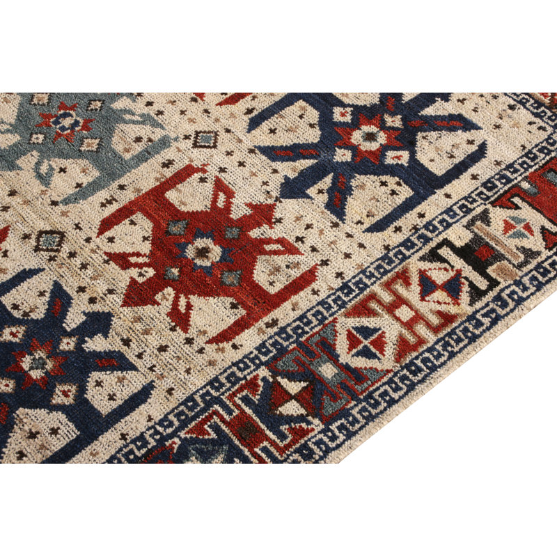 Rug & Kilim’S Classic Rug In Beige And Red Tribal Geometric Pattern, Square 4'