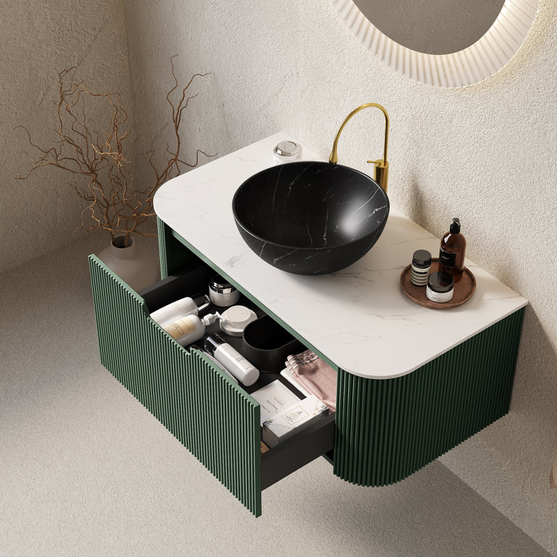 Meuble-lavabo et lavabo de salle de bain, Black/White, 36" W