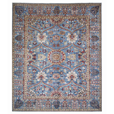 High-Quality Hand-Knotted Blue And Red Area Rug