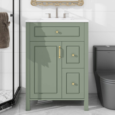 Meuble-lavabo 24 po avec lavabo en céramique 1 porte à fermeture douce et 2 tiroirs