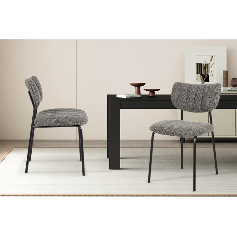 Trevorton 48cm H Upholstered Metal Side Chair, Dark Grey