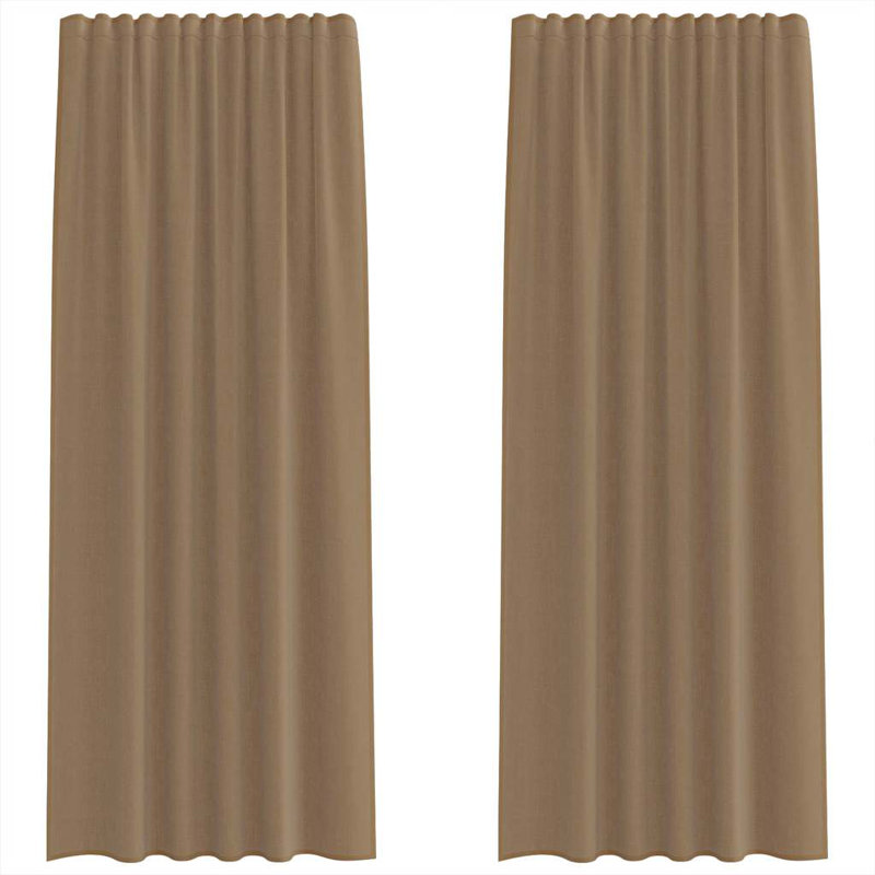 Semi Sheer Curtain Pair, 140cm Width x 245cm Drop, Light Brown