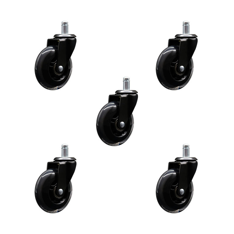 3 Inch Polyurethane 7/8 Inch Grip Ring Stem Casters Set 5