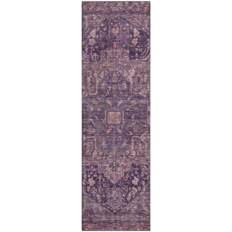 Tapis médaillon lavable de qualité supérieure AMF1240, Tapis de couloir 2 pi 3 po x 7 pi 6 po