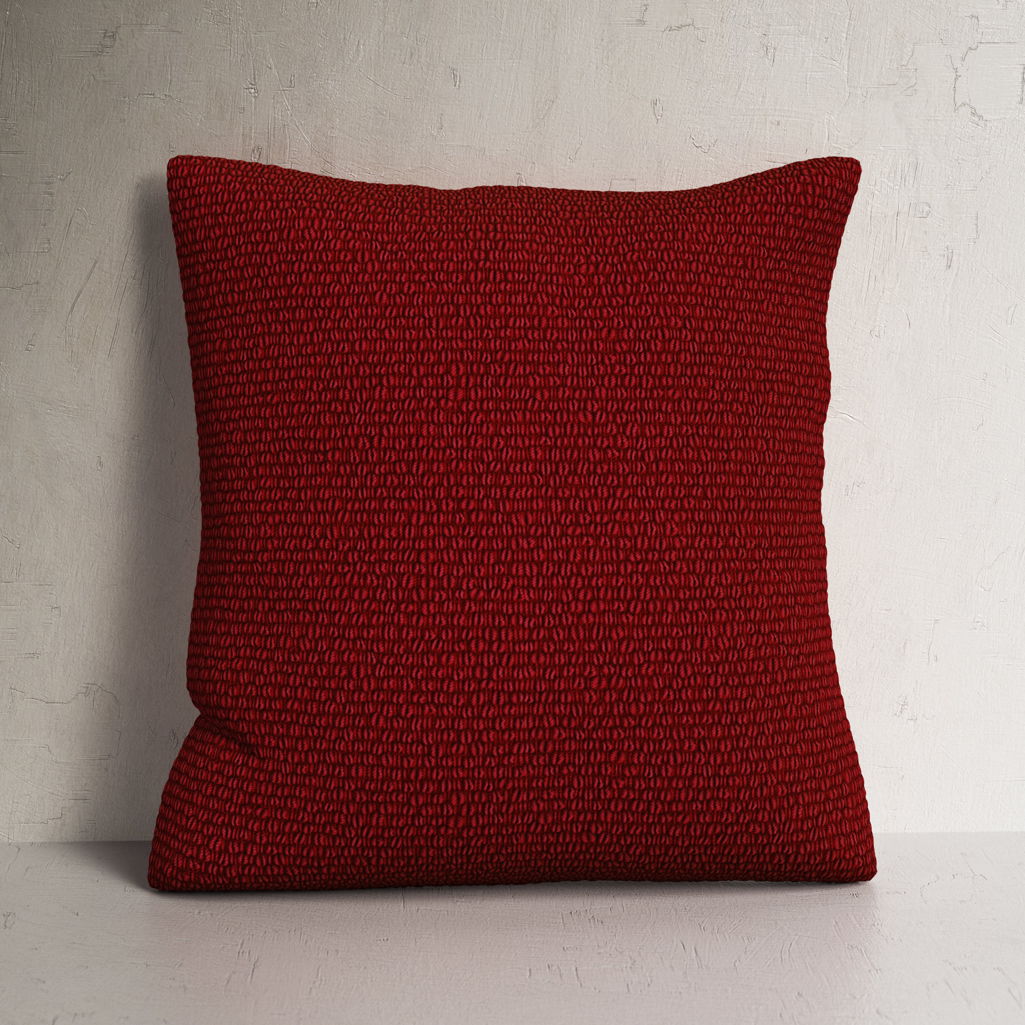 Mansel Textured Throw Pillow, Red, Square 20", Polyester
