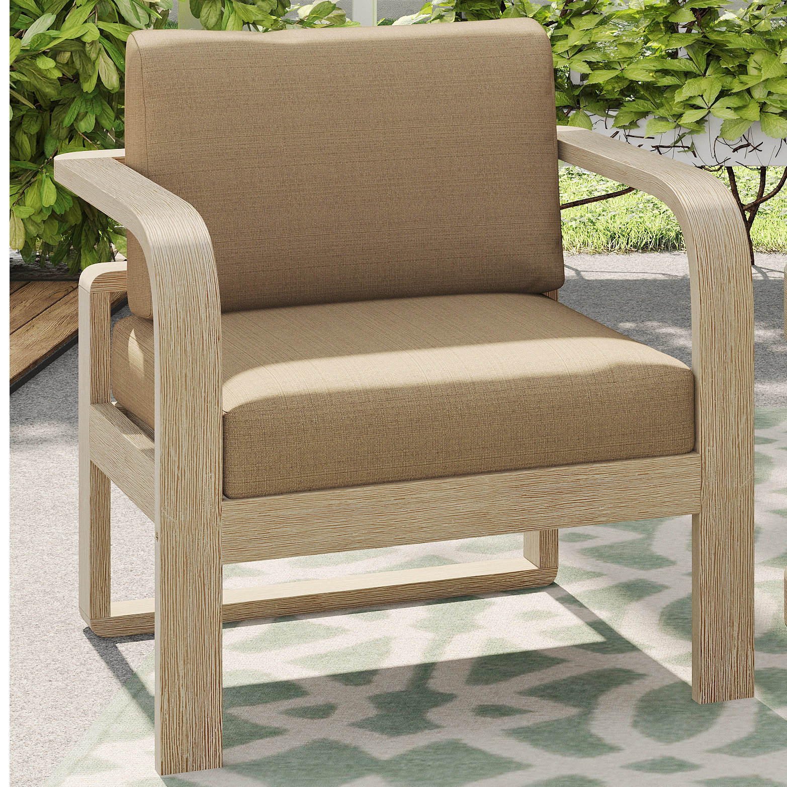 Sunbrella® Patio Lounge Chair, Brown Sunbrella, Antique White
