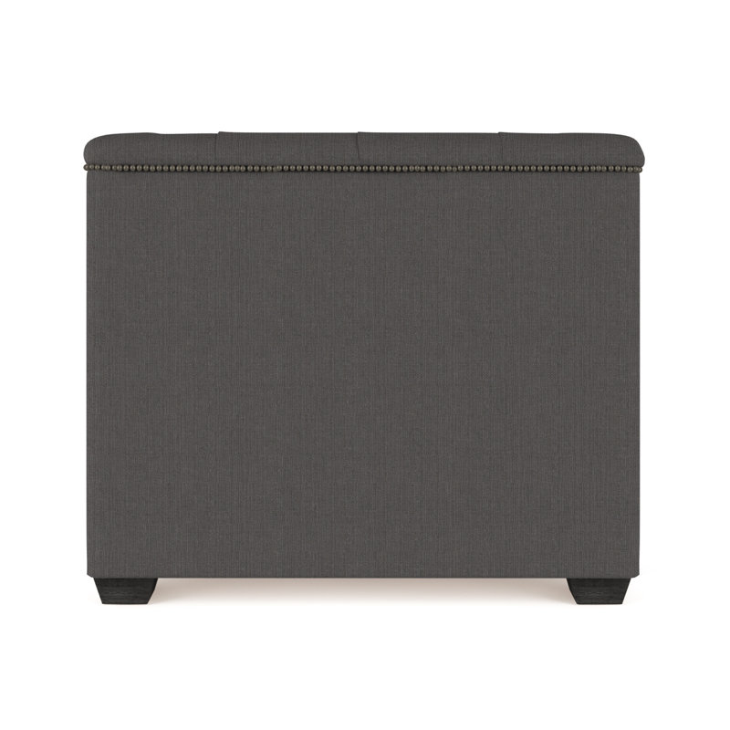 Hudson Tufted Armchair, Box Weave Linen Graphite, Ebony