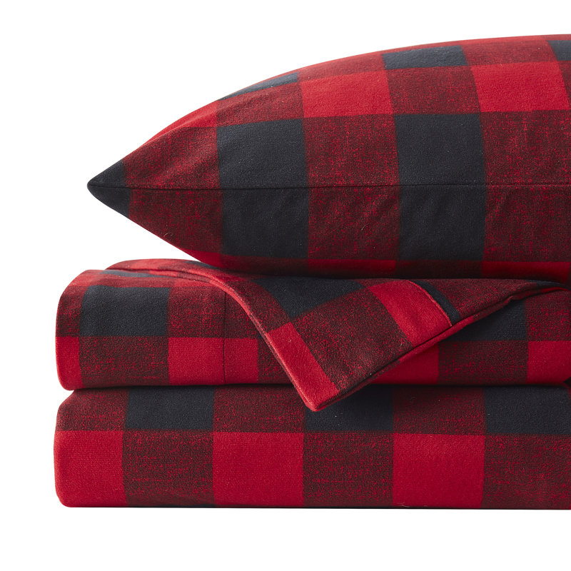 Microfiber Flannel Sheet Set, Full, Buffalo Check