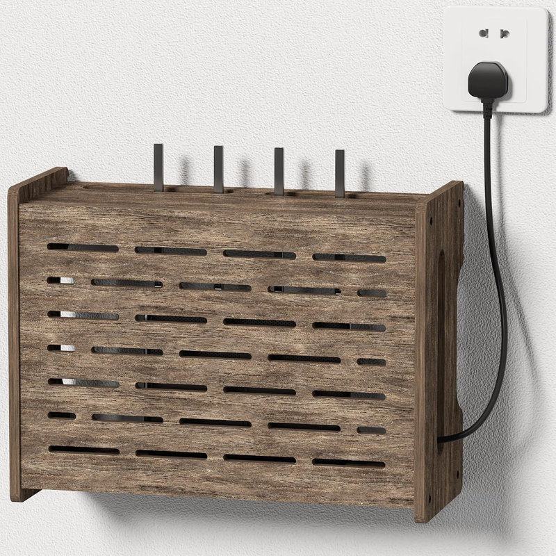 Router Box Hider, Wood Cable Shelf for Modem, Wall Mount