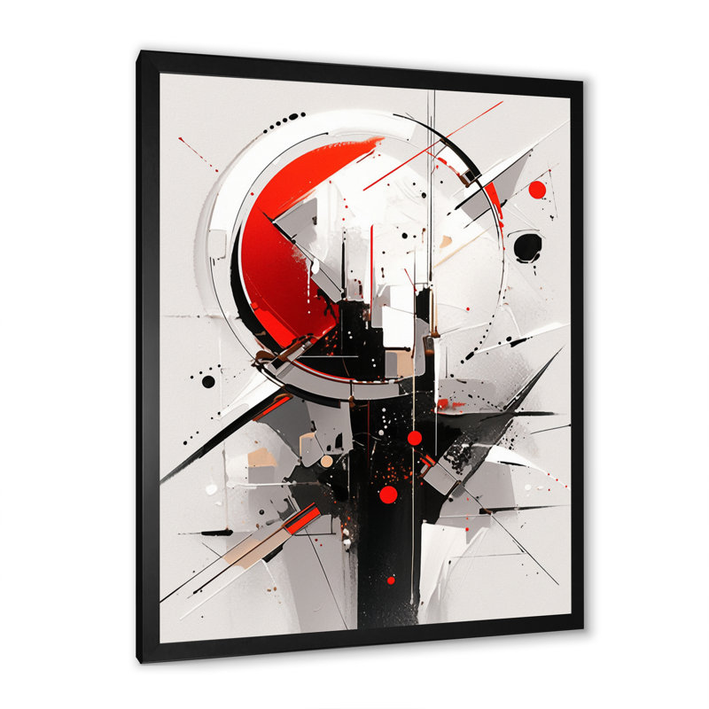 Tourbillons rouges et noirs à multiples facettes, impression sur toile, Cadre simple noir, H 32 po x l 16 po x P 1 po