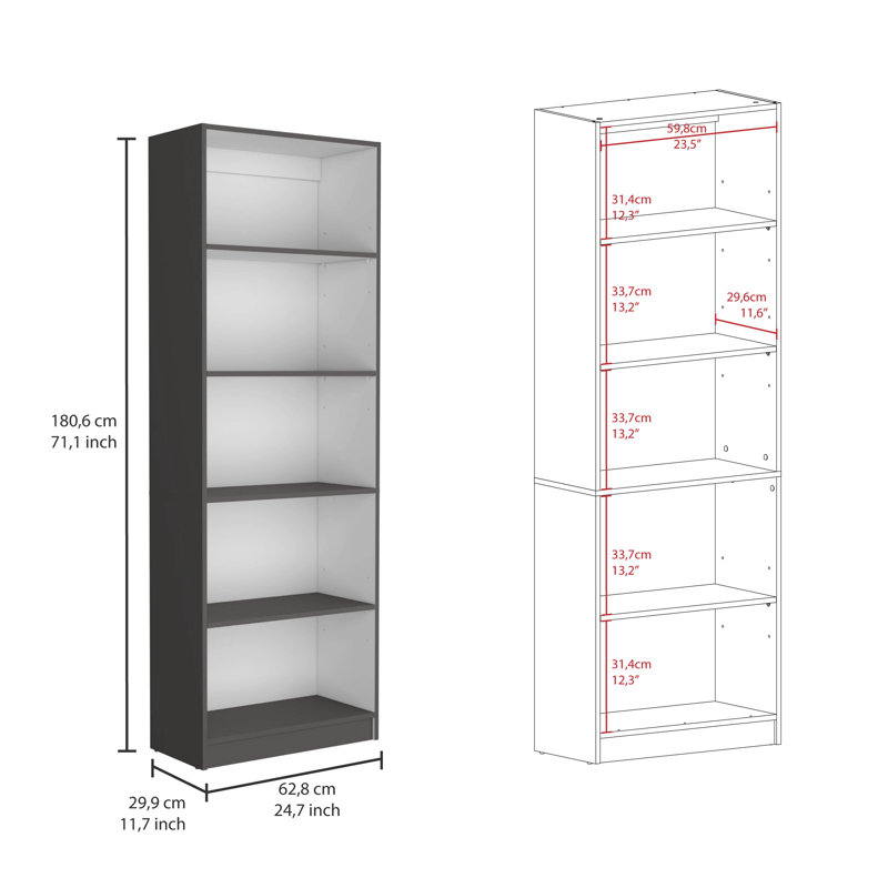 Ensemble de 3 bibliothèques d'intérieur de 74 po de largeur avec 13 tablettes et 2 portes