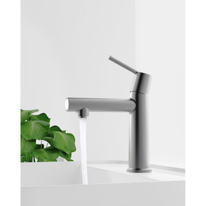 Robinet de salle de bain gris à fixation sur le comptoir - poignée simple, 21 modes de débit, égratignure, corrosion, aucune empreinte digitale, fixation à 1 trou écoénergétique, options, résistance, débit doux, aérateur détachable