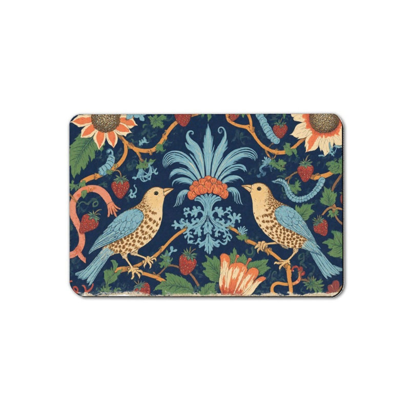 Oiseau botanique rétro, tapis de bain, 16 po x 24 po