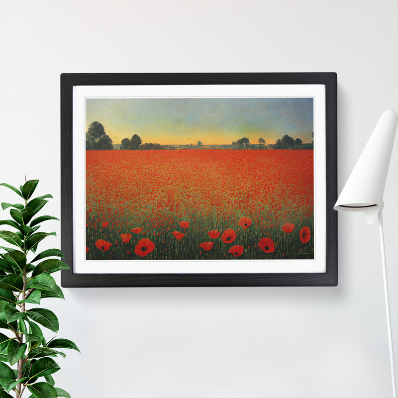 Intense Poppy Field Flowers - Framed Print, Black, 46cm H x 64cm W x 2cm D