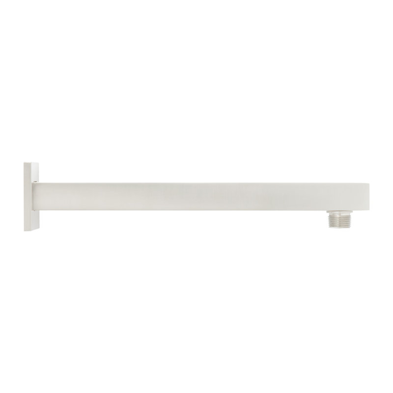 12" Modern Square Wall Mount Shower Arm with Flange, Brushed Nickel