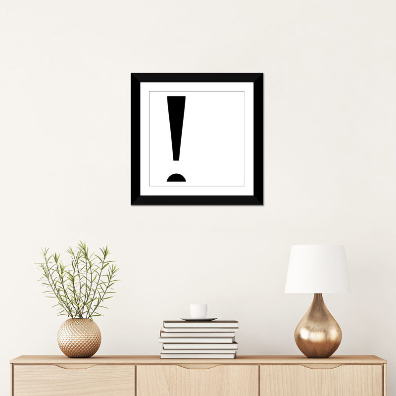 « type exclamation 2 », impression sur toile, H 26 po x l 26 po x P 1,5 po, Toile encadrée noire, Pas de tapis