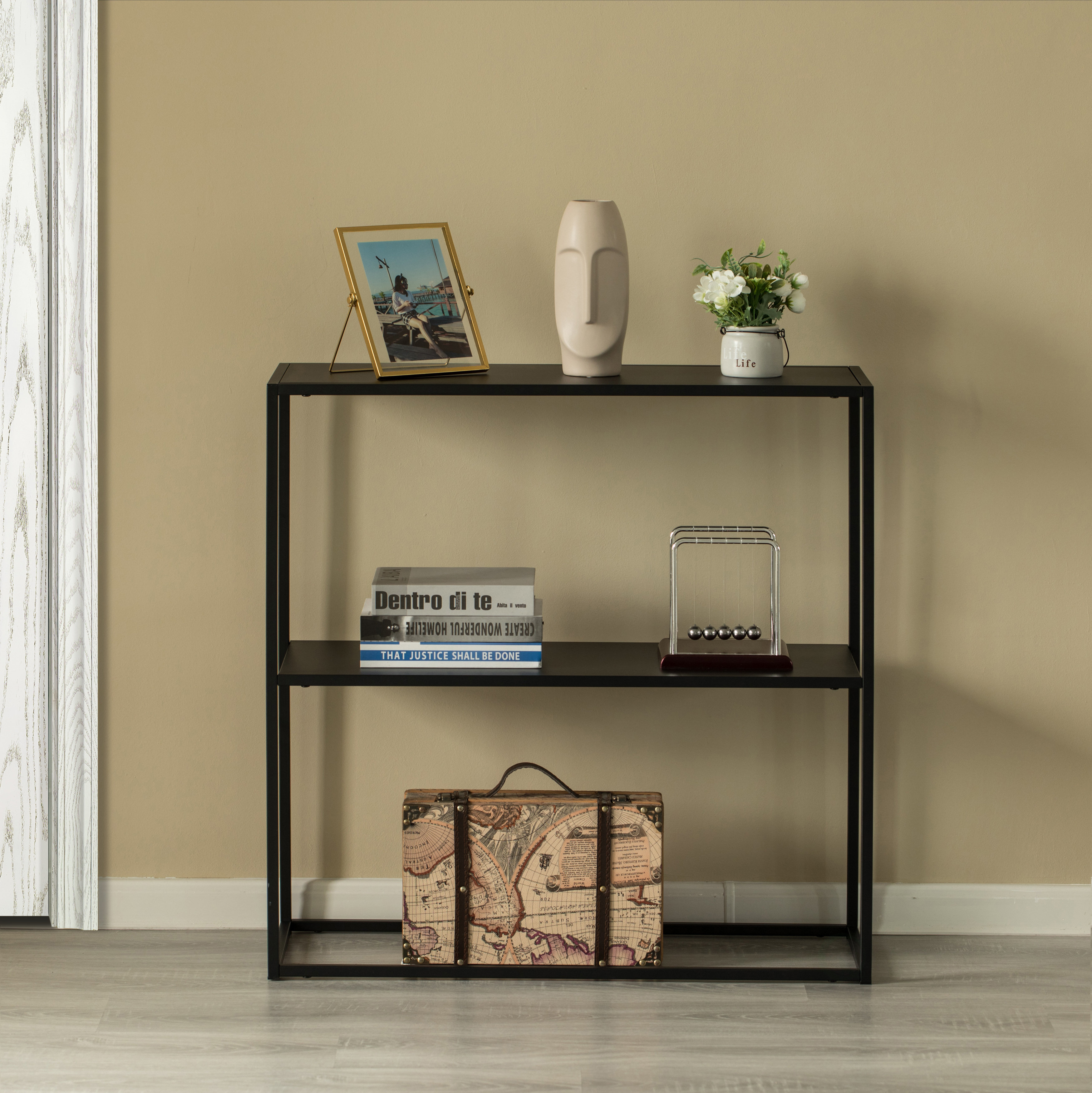Latitude Run® Modern Display Metal Console Table With Open Shelf, For ...