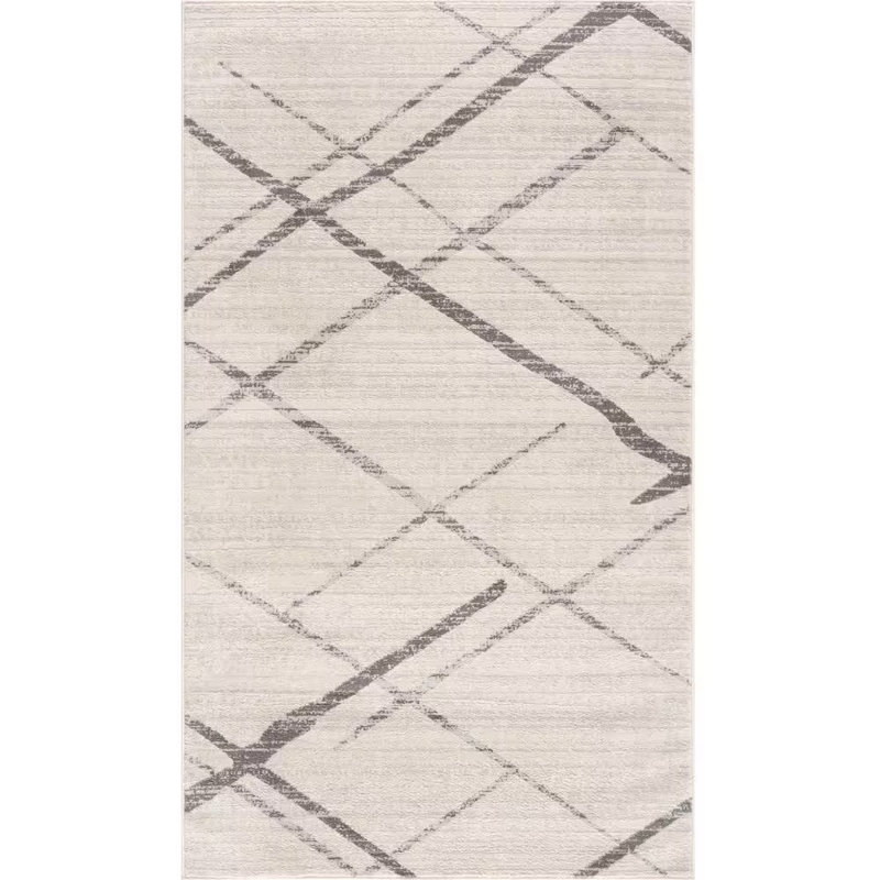 3' X 5' Gray Geometric Dhurrie Area Rug