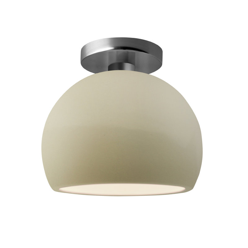Plafonnier semi-encastré Radiance, H 7 po x l 7 po x P 7 po, Vanille lustrée, Nickel brossé