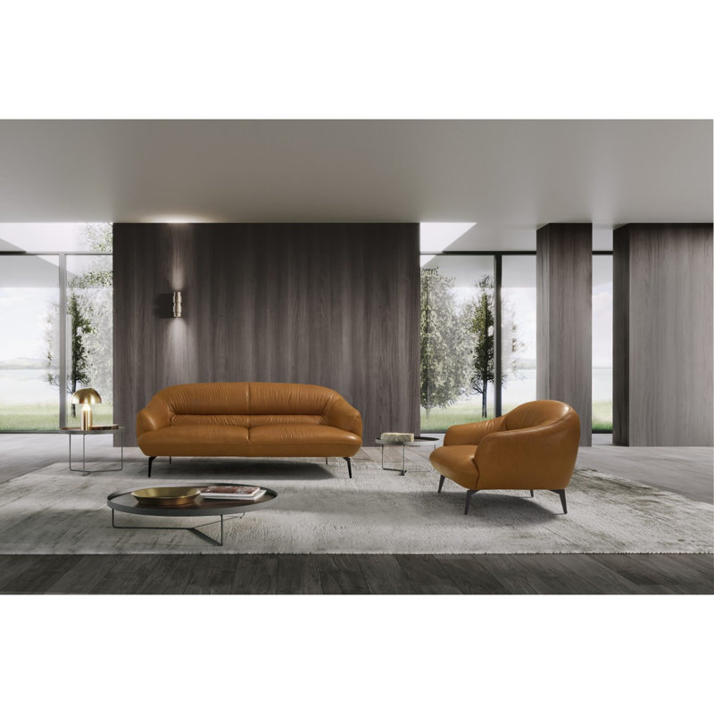 Canapé moderne en cuir cognac Leonia LOVESEAT