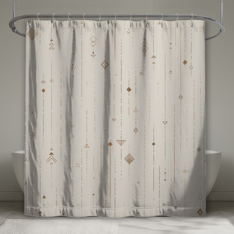 Rideau de douche à formes géométriques - Décoration de salle de bain abstraite minimaliste, 70in W x 93in H