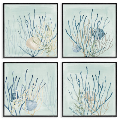 «Natation sous l'eau», ensemble de 4 giclées encadrées par Lucille Price