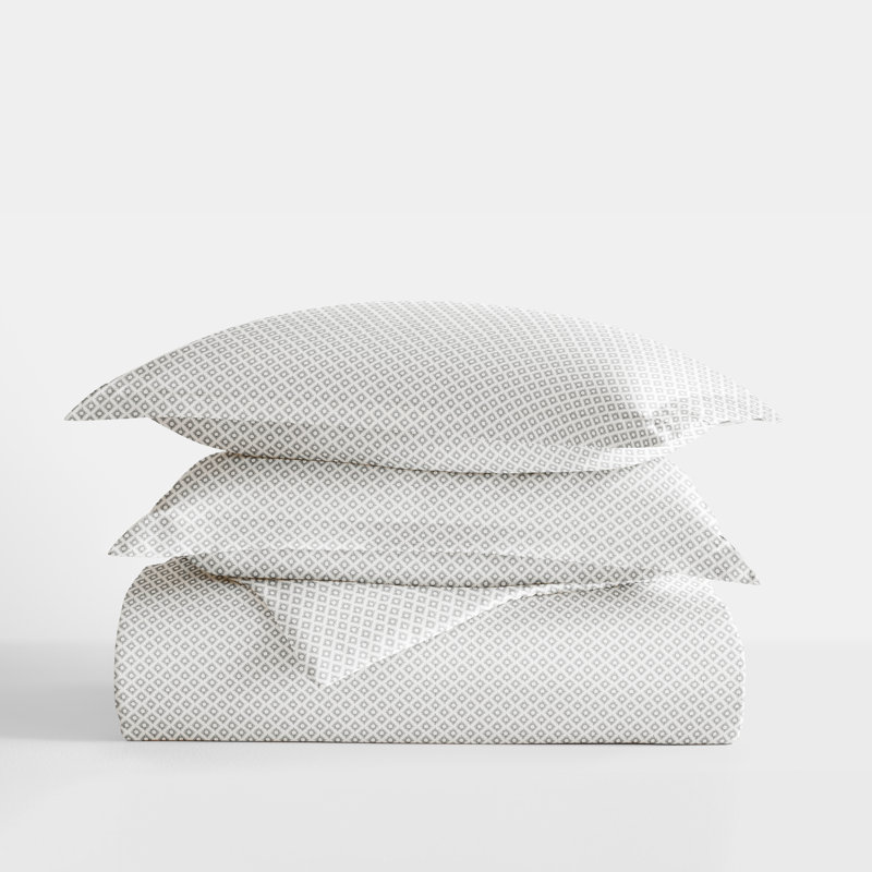 Super Soft Double Brushed Duvet Cover Set, Gray/White Palette, King/ Cal. King Duvet Cover + 2 Shams