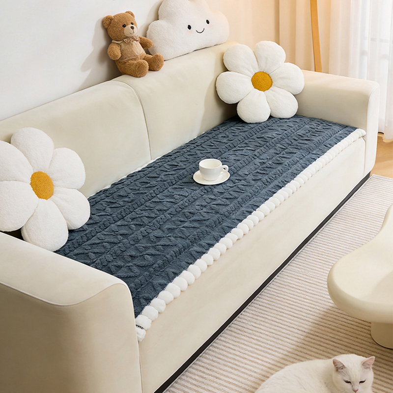 Plush Sofa Slipcover, 70cm H x 120cm W x 70cm D