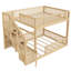 Lit superposé double au-dessus de double avec escalier de rangement, base de lit pour enfant à profil bas en bois de pin massif, garde-corps, sans sommier, naturel-155262894