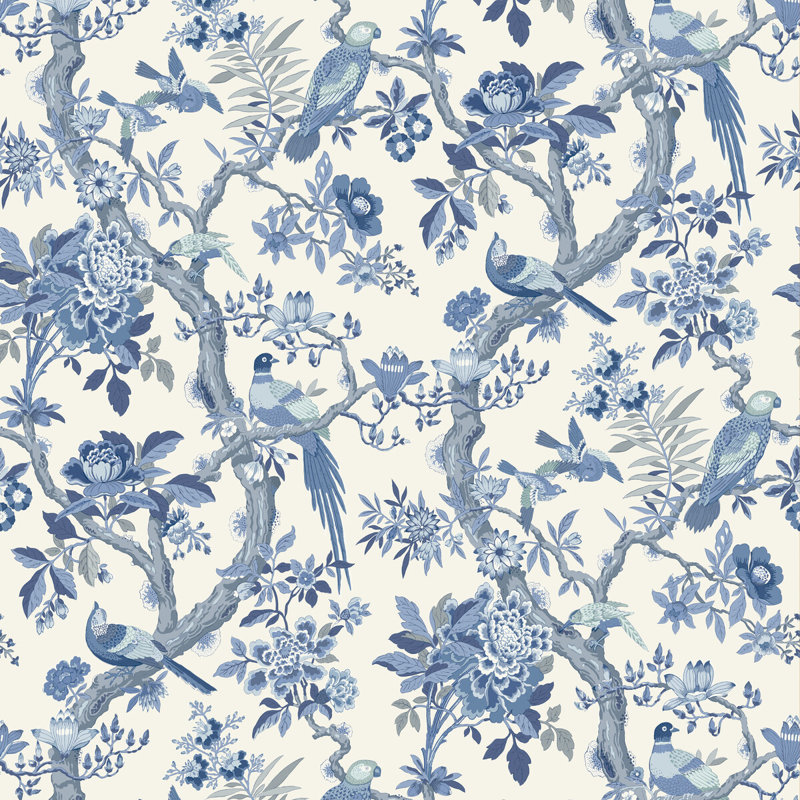 Ashmore 32.82' L x 27.56" W Wallpaper Roll, Blue