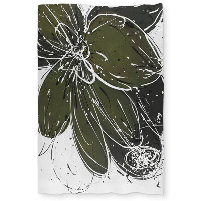 Green Flower Splash Outline Duvet Cover | Bedroom Decor
