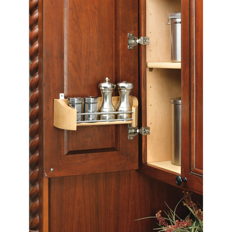 Rev-A-Shelf 4231-11-52 11 Inch Wooden Cabinet Door Storage Tray with Rails, 13.75" W
