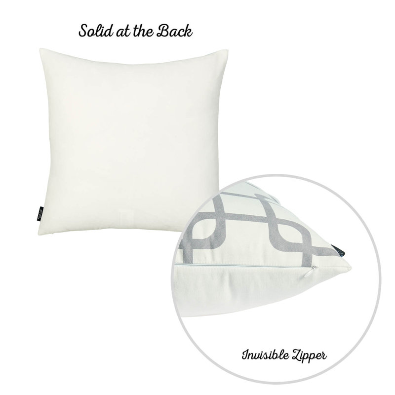 Gray and White Geometric Polyester Euro Pillow Cover