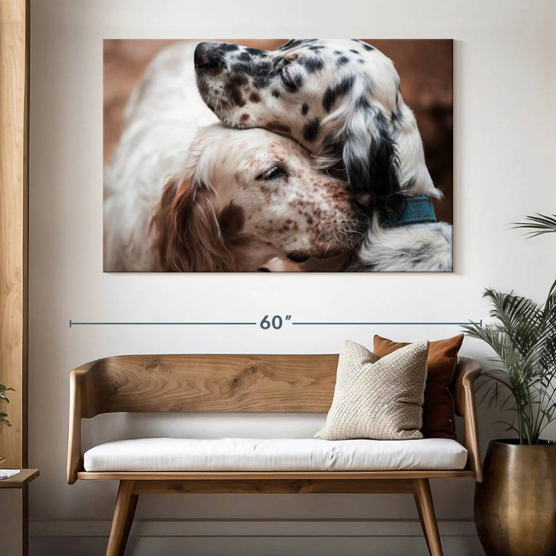 Cuddling English Setters, 34" H x 51" W