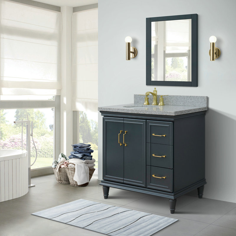 Ensemble de meuble-lavabo simple 37 po Lingerfelt, Gris foncé, gris